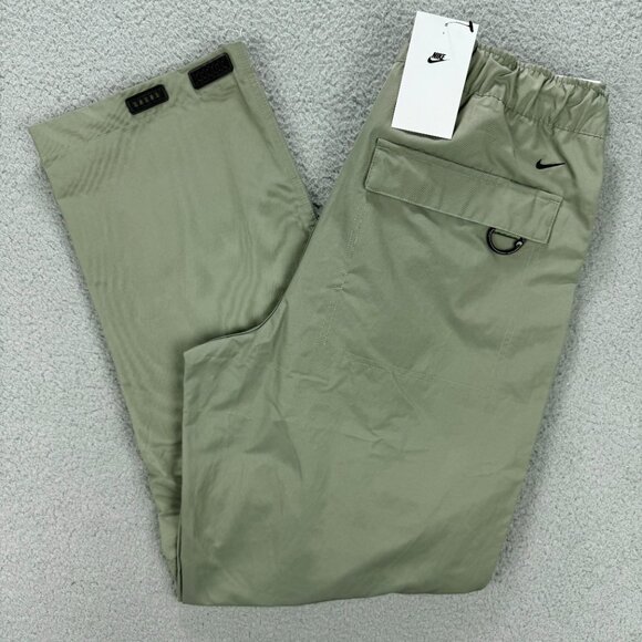 Nike Tech Pants Mens Medium M Tall Light Army Green Woven Loose Fit Straight Leg